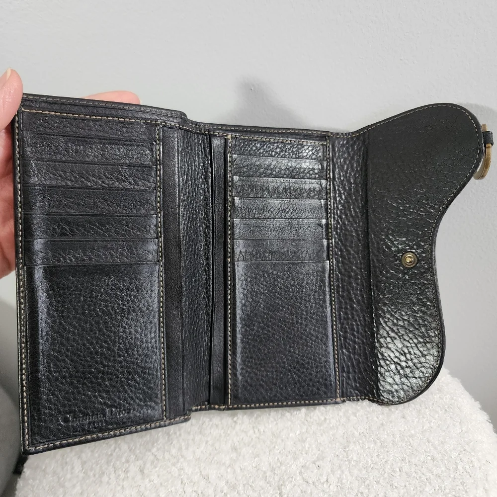 Dior Black Leather Wallet with Gold Accents